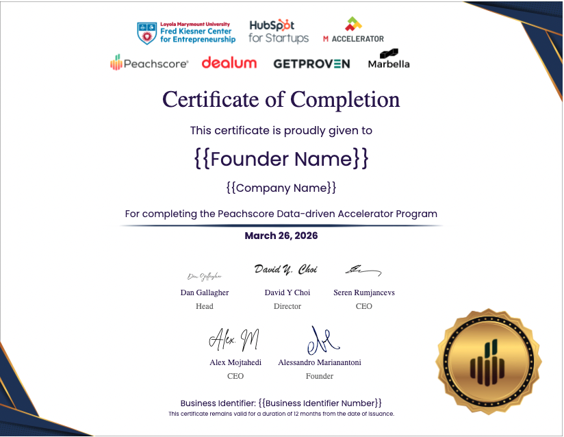 Graduation certificate endorsed by leading institutions